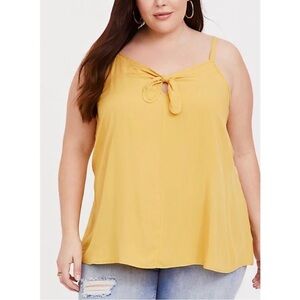 Torrid Textured Yellow Tie Front Camisole
